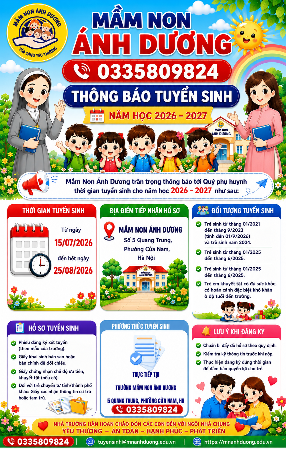 THÔNG BÁO TUYỂN SINH NĂM HỌC 2026 – 2027