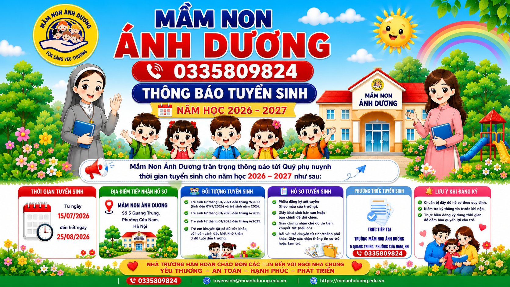 THÔNG BÁO TUYỂN SINH NĂM HỌC 2026 – 2027